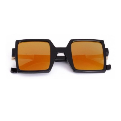 Vintage Designer Rectangular Flat Top Sunglasses - BLACK FRAME RED